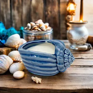 OEM personalizzato creativo Conch stelle marine profumate candela paraffina cera di soia miscela decorazione per la casa candela in ceramica per feste