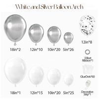 Kit d'arche de ballons en latex blanc mat, argenté métallisé et confettis pour décorations de Noël, anniversaire, baby shower, mariage