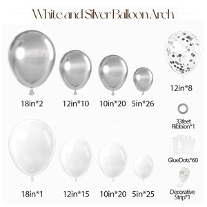 Kit Arco di Palloncini in Lattice Bianco Opaco, Argento Metallizzato e <span class=keywords><strong>Coriandoli</strong></span> <span class=keywords><strong>per</strong></span> Decorazioni Natalizie, Compleanni, Baby Shower e Matrimoni - Product Image 4
