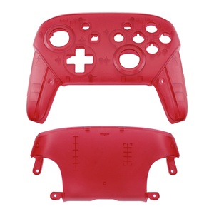 EXtremeRate Coque de remplacement DIY transparente rouge pour la face avant et la face arrière de la manette Nintendo Switch Pro - Product Image 1