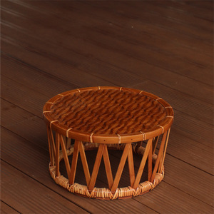 Bamboo Round <b>Stool</b> Chinese Style Tea <b>Table</b> Furniture Handwoven Natural Bamboo Drum <b>Stool</b> For Home Living Room - Product Image 3