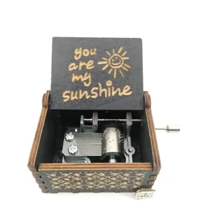 Carillon a manovella in legno personalizzato all'ingrosso sei il mio mini carillon giocattolo del sole