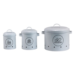 BX Kitchen Organizers, <strong>Potato</strong> Canister Set, Metal Fruit Pot Vegetable Basket Onion Garlic <strong>Containers</strong> - Product Image 2
