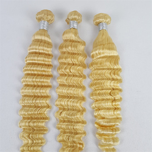 613 Deep Wave Honey Blonde Virgin Hair Weave <strong>Bundle</strong> 28-30 Inch 1-3-4 <strong>Bundle</strong> <strong>Deals</strong> Stretched Length 14 Human Hair Extensions - Product Image 4