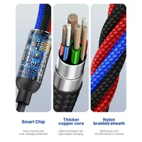 Kabel Pengisian Daya Multi 4-in-1 Pengisian Cepat dengan USB-C Micro USB untuk Konektor iPhone/Ponsel