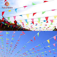 Guirlande de fanions colorés multicolores en forme de triangle pour décoration de fête, thème carnaval, anniversaire, extérieur et salle de classe