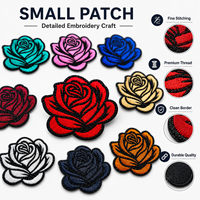 Lot de patchs thermocollants brodés faits main, motifs floraux rétro, emblèmes de roses scintillantes, 10 couleurs, autocollants en tissu pour casquettes de camionneur, vente en gros