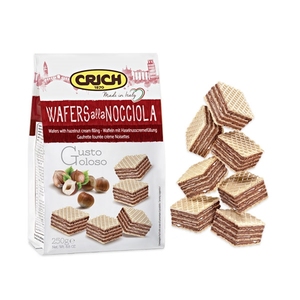 Obleas de Avellanas Rellenas de Cacao Dulce en Bolsa CRICH de 250g, Galletas Crujientes Cuadradas con Proceso de Estampado en Rollo - Product Image 1