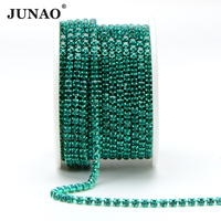 JUNAO SS6 SS8 SS12 SS16 costura en cristal Trim 10 yardas Rhinestone taza cadena ópalo blanco rosa Color cristal Cadena de diamantes de imitación