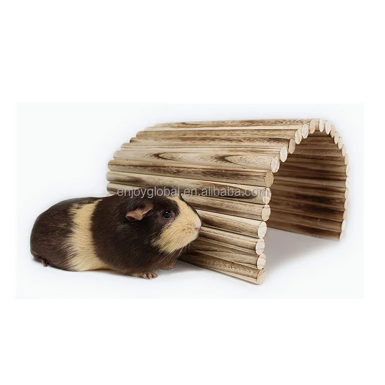 लचीला लकड़ी Hideout बड़े, घर सुरंग पालतू छोटे जानवरों के लिए रैंप पुल ट्यूब गिनी खरगोश सुअर Ferrets Hedgehogs चिन्चिला