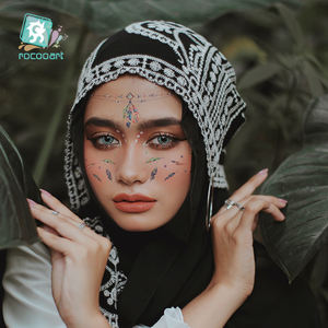 Pegatina de tatuaje con purpurina para mujeres y niñas, maquillaje temporal personalizado, venta directa de fábrica, novedad - Product Image 1