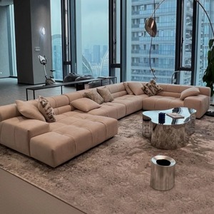 Chính hãng da Ý tối giản <span class=keywords><strong>sofa</strong></span> <span class=keywords><strong>Set</strong></span> với miếng bọt biển điền Màu Đỏ phòng khách Puff <span class=keywords><strong>sofa</strong></span> <span class=keywords><strong>2025</strong></span> mới - Product Image 1