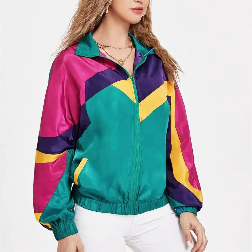Großhandel 80er 90er Jahre Frauen mehrfarbigen Block mantel Unisex benutzer definierte hochwertige schnell trocknende Outdoor-Wind jacke Jacken