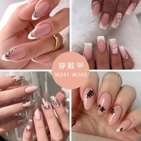 Uñas postizas al por mayor baratas de alta calidad, diseño almendrado, forma ataúd, punta de corazón, uñas francesas artificiales de ABS.