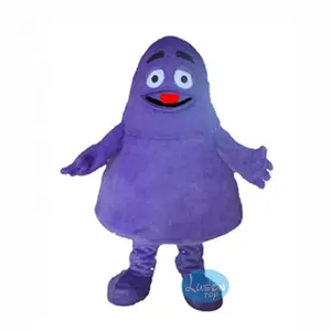 Setelan kostum Halloween Grimace ungu, kostum maskot Grimace untuk dewasa dan anak-anak