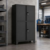 Gabinete de Almacenamiento de Acero de Cuatro Puertas con Cerradura Digital Doble, Estantes Reforzados Ajustables y Variedad de Colores