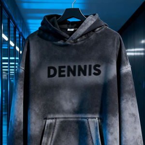 Felpa con Cappuccio Oversize da Uomo 100% Cotone, Stile Streetwear, Lavaggio Acido, Applicazioni, Senza Cordoncino, Personalizzabile, <span class=keywords><strong>2026</strong></span> - Product Image 2