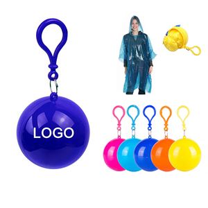 Custom Logo Outdoor Camping Keychain Disposable Portable Spherical Case Raincoat Plastic Ball Key Chain Disposable Rain <b>Poncho</b> - Product Image 1