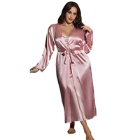 Ensemble robe longue et peignoir à col bénitier grande taille, vêtements de détente pour femmes printemps-été, sexy et confortable, convient jusqu'à 200 livres
