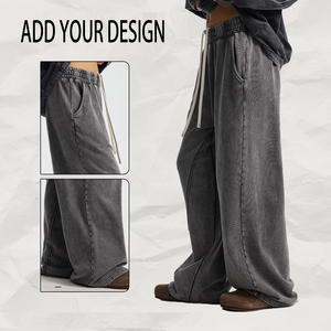 Pantalons de jogging décontractés pour hommes, en coton 100% pur, épais, avec ceinture élastique, vente en gros - Product Image 1