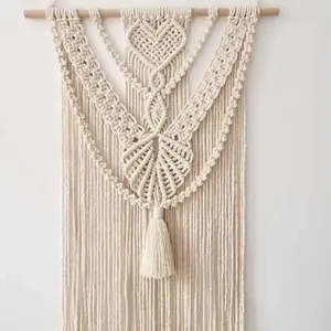 <span class=keywords><strong>Tapiz</strong></span> de pared de macramé con borla, patrón de corazón de amor, <span class=keywords><strong>tapiz</strong></span> tejido de algodón para decoración del hogar, decoración de dormitorio, regalo de inauguración - Product Image 3