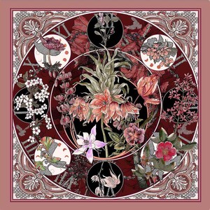 Vintage Botanical Medallion <b>Scarf</b> 70*70cm Polyester Satin <b>Square</b> Neck <b>Scarves</b> for Women Formal & Casual Styling - Product Image 2