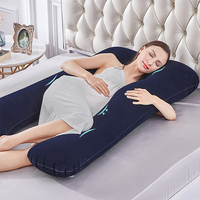 Oreiller de grossesse gonflable portable en U, facile à transporter, avec housse en PVC floqué pour le soutien des jambes et les voyages (vente en gros)