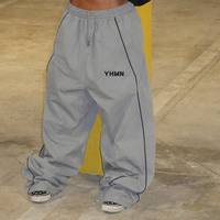 Pantalon de jogging ample unisexe à rayures personnalisées, imperméable, surdimensionné, à jambes larges, en nylon, pour la randonnée en plein air, coupe-vent, jogging, jogging, pantalon de survêtement pour homme