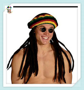 Chapeaux Rasta de fête jamaïcaines drôles avec Dreadlocks HPC-1486 - Product Image 3