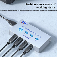 Switcher/Sharer USB2.0 Alloy 4-Port untuk Berbagi Printer Multi-Komputer di Desktop, Pengalihan Otomatis untuk Kantor