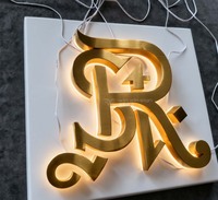 Letras Retroiluminadas de Acero Inoxidable con Baño de Titanio Dorado de Alta Gama |   Letreros de Entrada Personalizados para Publicidad Exterior de Alta Calidad