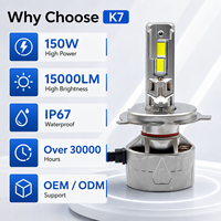Lampu Depan Mobil LED SFIDA K7, Lampu Depan LED Daya Tinggi, Chip 4575, Empat Tabung Tembaga, Driver Eksterior IP67