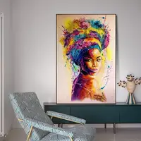 אפריקאי קיר אמנות שחור נשים יצירות אמנות ציור שמן על בד והדפסי תמונה לסלון חדר שינה חדר רחצה דקור