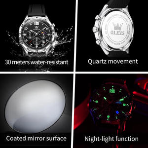 2986 Luxury Fashion Sports Design Oem Custom logo Bands <b>Rubber</b> Waterproof Luminous <b>Watch</b> Strap Moon Phase <b>Watch</b> for Men - Product Image 6