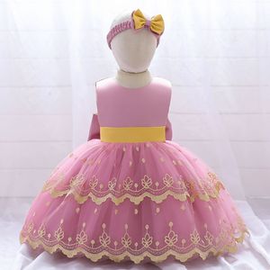 Vestido <span class=keywords><strong>de</strong></span> Encaje Dorado <span class=keywords><strong>para</strong></span> Niñas con Diadema <span class=keywords><strong>de</strong></span> Lazo, Vestido <span class=keywords><strong>de</strong></span> Princesa <span class=keywords><strong>para</strong></span> Bebés y Niñas Pequeñas, Primer Cumpleaños, Boda, Dama <span class=keywords><strong>de</strong></span> Honor, Venta al por Mayor - Product Image 3