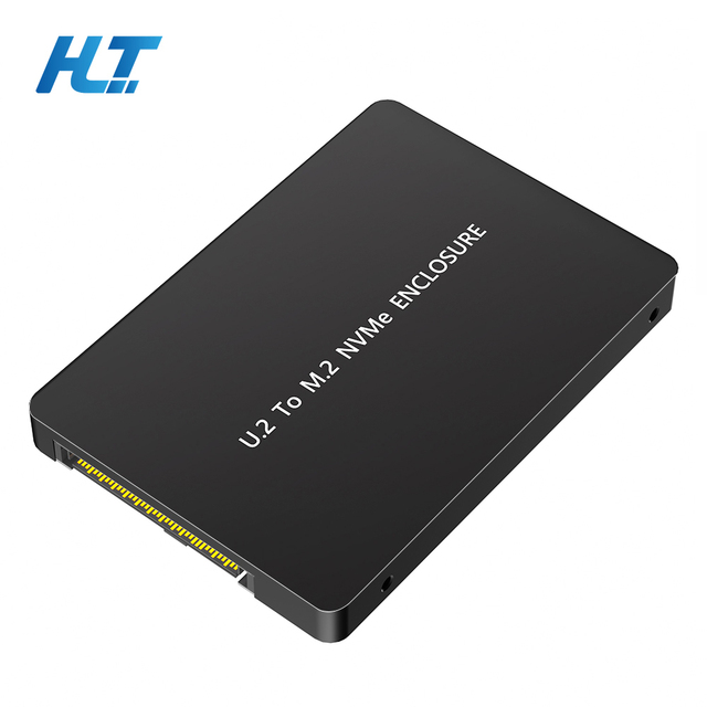 NGFF M.2 NVME SSD to U.2 SFF-8639 2.5-inch Adapter Metallic Black SSD Converter Chassis for NVME M.2 SSD U2 Hard Drive Case