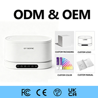 Pembersih Gigi dan Perhiasan Ultrasonik Elektrik Portabel Digital Mini Pod 45kHz untuk Rumah Tangga, Bahan Stainless Steel SUS304
