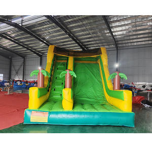Vente directe d'usine - Château gonflable pour enfants - Combo - Jungle verte - Toboggan gonflable sec/humide pour enfants et adultes - Product Image 1