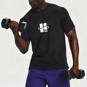 Camiseta Deportiva de Gimnasio Personalizada de Alta Calidad al por Mayor, de Algodón y Elastano, con Estampado en Serigrafía, Transpirable, de Manga Corta Raglán - Product Image 4