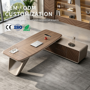 Escritorio Ejecutivo de Lujo en Forma de L con Gabinete Lateral, Mesa de Oficina Moderna y Grande para Gerentes, Ideal para la Oficina del Director Ejecutivo - Product Image 1