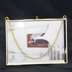 18cm 20cm 5*7 rose gold black silver copper color glass and brass round rectangle square hexagon big photo wedding frame mirror