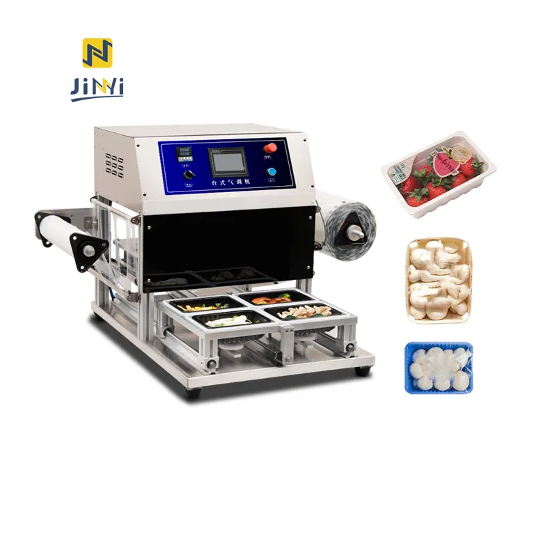 Jinyi DQ260T-E máquina de selagem automática de bandeja de mapa com controle preciso de atmosfera de gás máquina de embalagem de bandeja de frango inteira fresca
