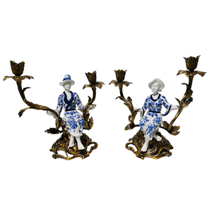 Custom Design <strong>Antique</strong> Ceramic <strong>Brass</strong> Couple Candlestick House Decor Luxury Home Decor Accessories - Product Image 1