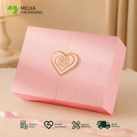 Boîte cadeau rigide rose personnalisée, emballage de luxe, boîte cosmétique à double porte avec cœur doré, Saint-Valentin, vente en gros, OEM, ODM