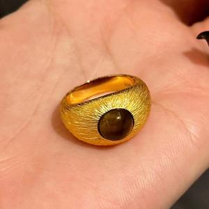 S925 Pure Silver Ring Natural <b>Tiger</b> <b>Eye</b> Stone Inlay Niche Design Light Luxury Maillard Style Brushed Craftsmanship Cat <b>Eye</b> Ring - Product Image 5