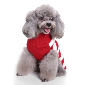 Modern Style Cute Red &amp; White Striped Christmas Reindeer Pet Sweater for <strong>Dogs</strong> XS-XXL Luxury Apparel for Winter &amp; Autumn - Product Image 3