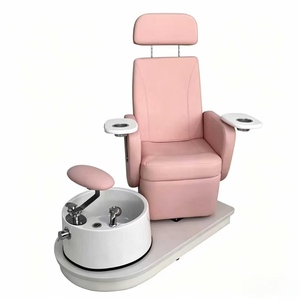 K Pink Electric Pedicure Chair Spa Salon Reclining Massage Chair Adjustable Nail <b>Table</b> with Foot <b>Bath</b> - Product Image 5