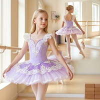 Tutu de ballet professionnel T2094 pour filles, lavande, en tulle rigide blanc avec dentelle, idéal pour la scène, personnalisation acceptée