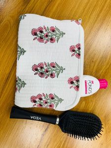 Bolsa de Aseo de Algodón Hecha a Mano con Estampado de Bloques, Bolsa de Maquillaje, Bolsa de Viaje, Bolsa Plana para Maquillaje, Bolsa Combinable, Bolsa Acolchada Estilo Boho - Product Image 2