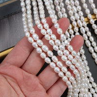 Perles de rocaille de 5 mm, perles d'eau douce naturelles sans noyau, brin DIY, environ 36 cm de long, environ 50 pièces